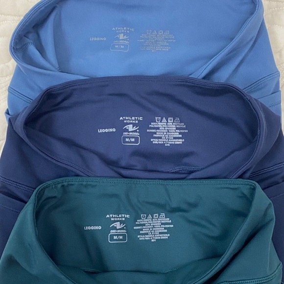 LOT of 3 Athletic Works Capri Leggings Size Medium Blue Green - Picture 8 of 15